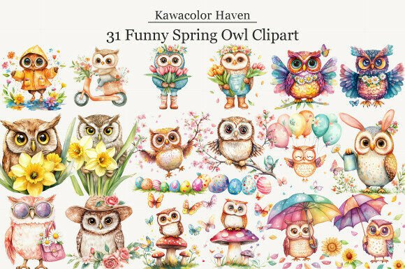 Download Funny Spring Owl Clipart - Premium Resources