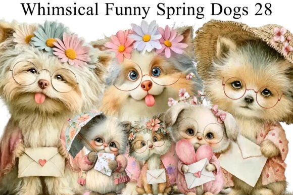 Download Whimsical Funny Spring Dogs Clipart - Funny spring Collection