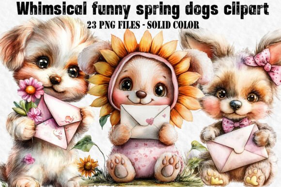 Download Whimsical Funny Spring Dogs Clipart - Funny spring Collection